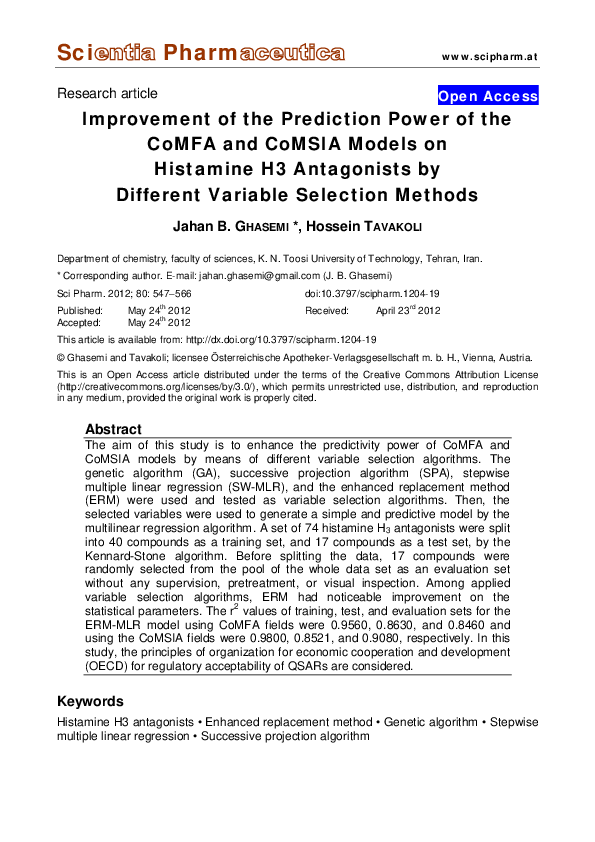 (PDF) Improvement of the Prediction Power of the CoMFA and CoMSIA ...