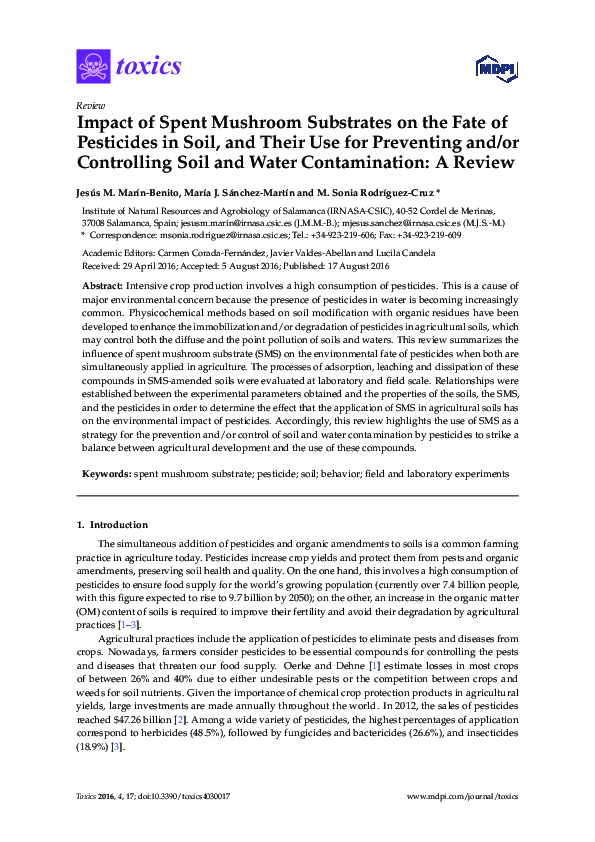 (PDF) Impact of Spent Mushroom Substrates on the Fate of Pesticides in ...