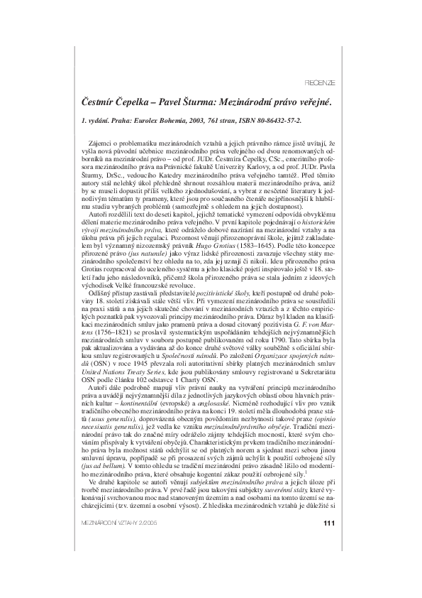 (PDF) Čestmír Čepelka - Pavel Šturma: Mezinárodní právo veřejné
