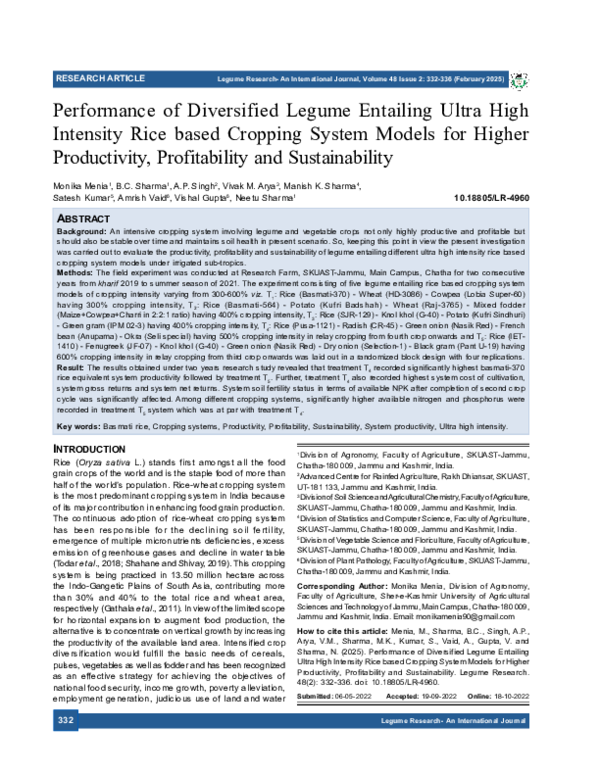 (PDF) Performance of Diversified Legume Entailing Ultra High Intensity ...