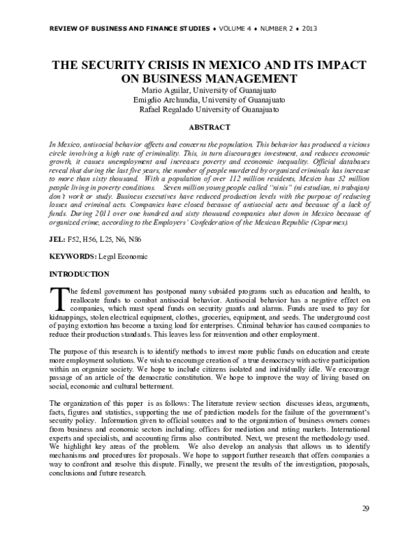 (PDF) The Security Crisis in Mexico and its Impact on Business Management