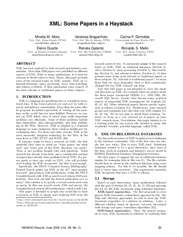 (PDF) XML: some papers in a haystack