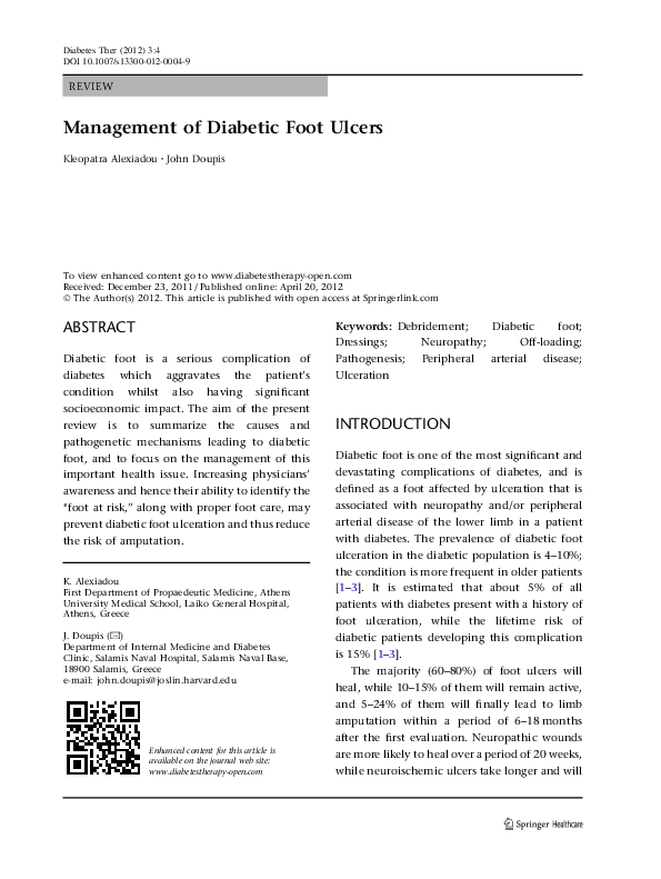 (PDF) Management of Diabetic Foot Ulcers