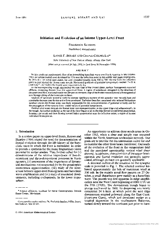 (PDF) Initiation and Evolution of an Intense Upper-Level Front