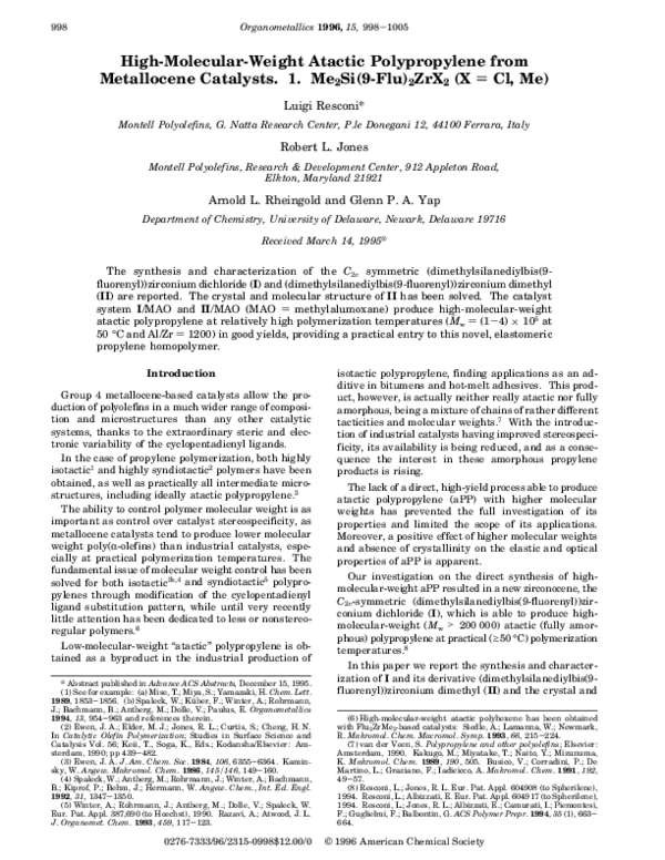 (PDF) High-Molecular-Weight Atactic Polypropylene from Metallocene ...