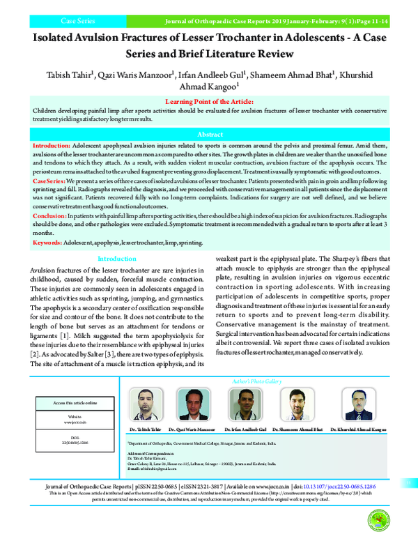(PDF) Isolated Avulsion Fractures of Lesser Trochanter in Adolescents ...