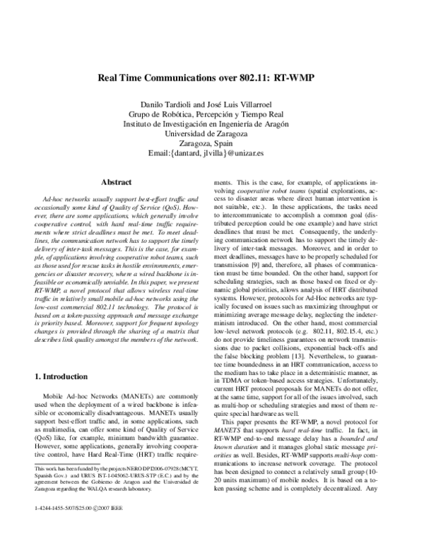 (PDF) Real Time Communications over 802.11: RT-WMP