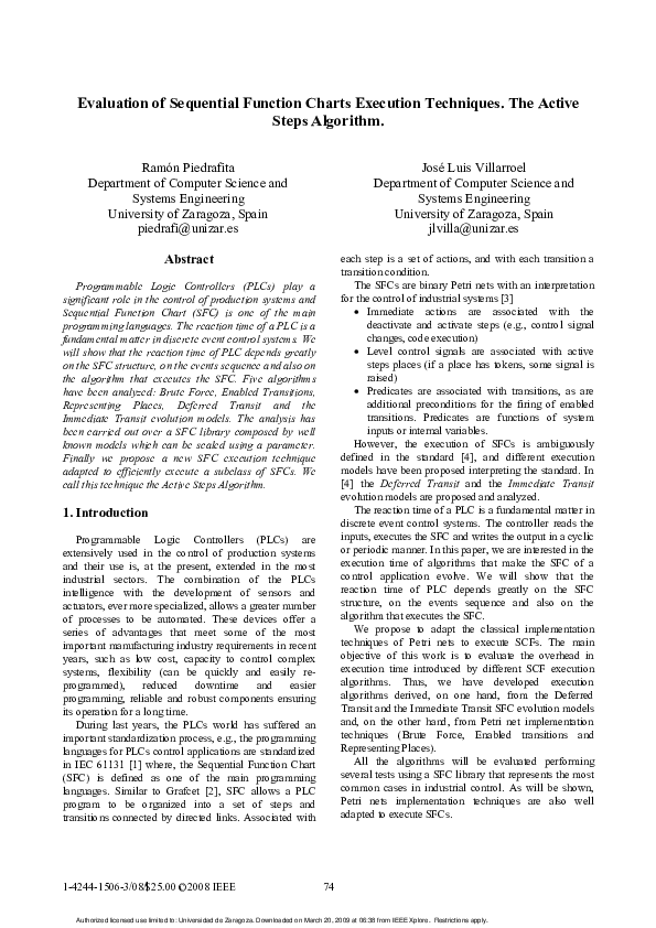 (PDF) Evaluation of Sequential Function Charts execution techniques ...