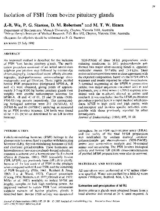 (PDF) Isolation of FSH from bovine pituitary glands