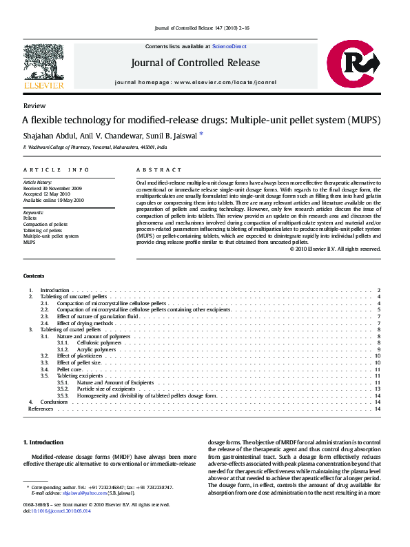 (PDF) A flexible technology for modified-release drugs: Multiple-unit ...