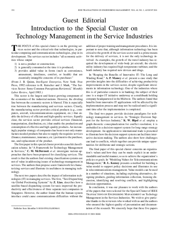 (PDF) Guest editorial introduction to the special cluster on technology ...