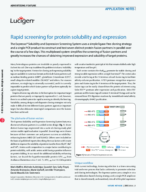 (PDF) Rapid screening for protein solubility and expression