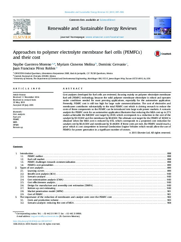 (PDF) Approaches to polymer electrolyte membrane fuel cells (PEMFCs ...