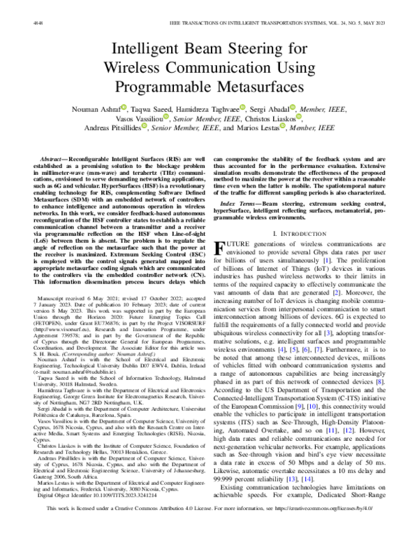 (PDF) Intelligent Beam Steering for Wireless Communication Using ...