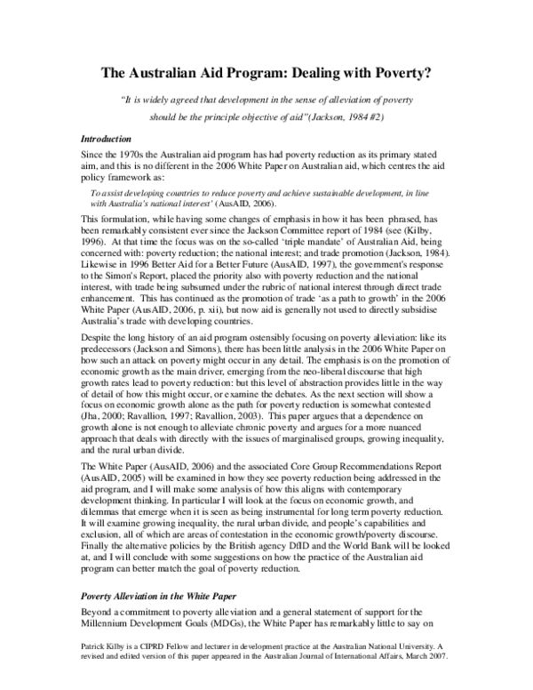 (PDF) The Australian aid program: dealing with poverty?