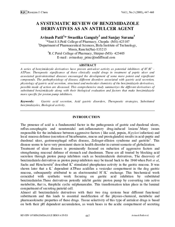 (PDF) A Systematic Review of Benzimidazole Derivatives as an Antiulcer ...