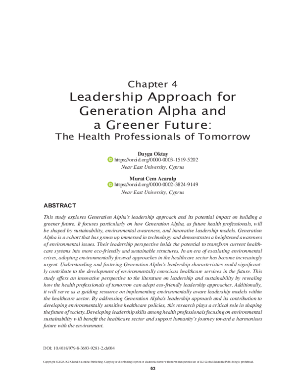 (PDF) Leadership Approach for Generation Alpha and a Greener Future ...