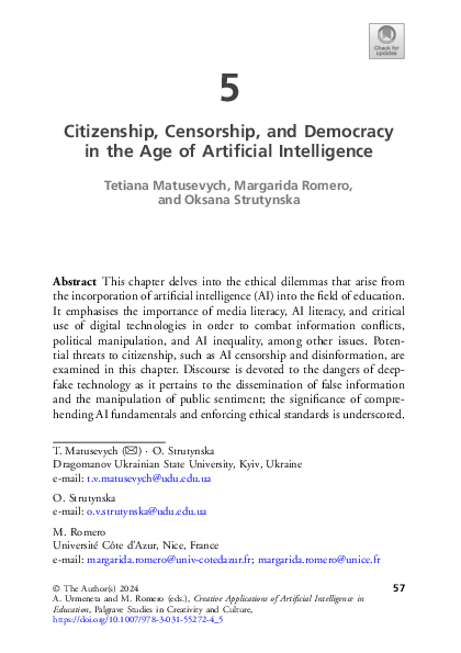 (PDF) Citizenship, Censorship, and Democracy in the Age of Artificial ...