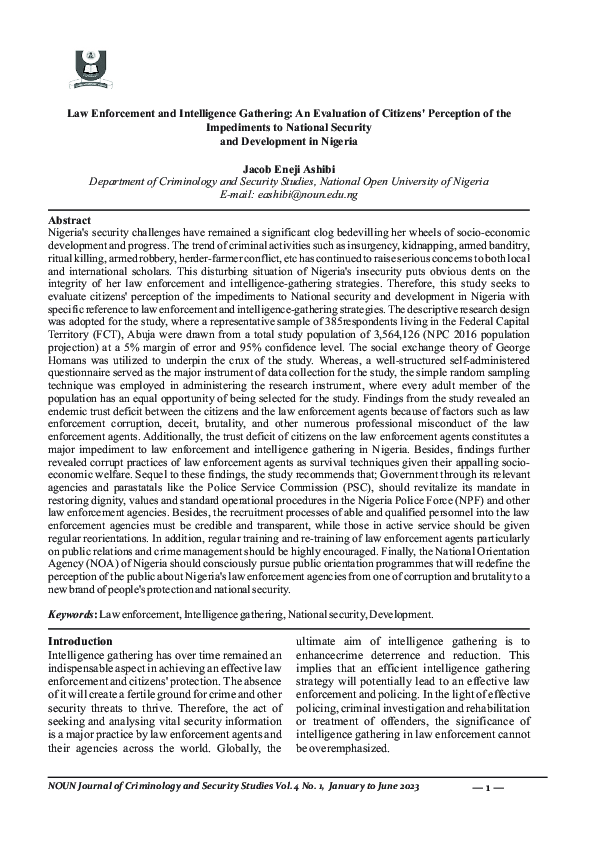 (PDF) Law Enforcement and Intelligence Gathering: An Evaluation of ...