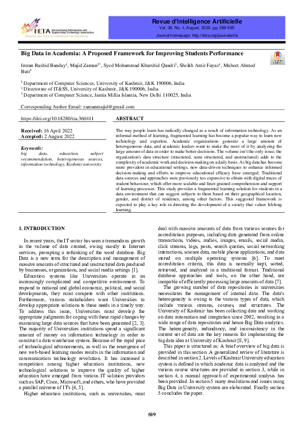 (PDF) Big Data in Academia: A Proposed Framework for Improving Students ...