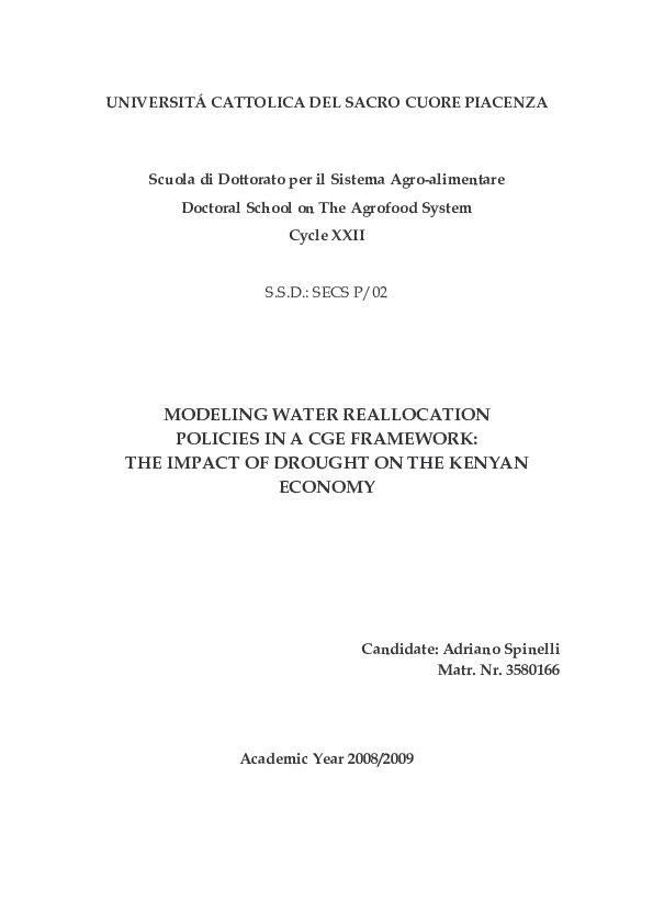 (PDF) Modeling Water Reallocation Policies in a CGE Framework: The ...