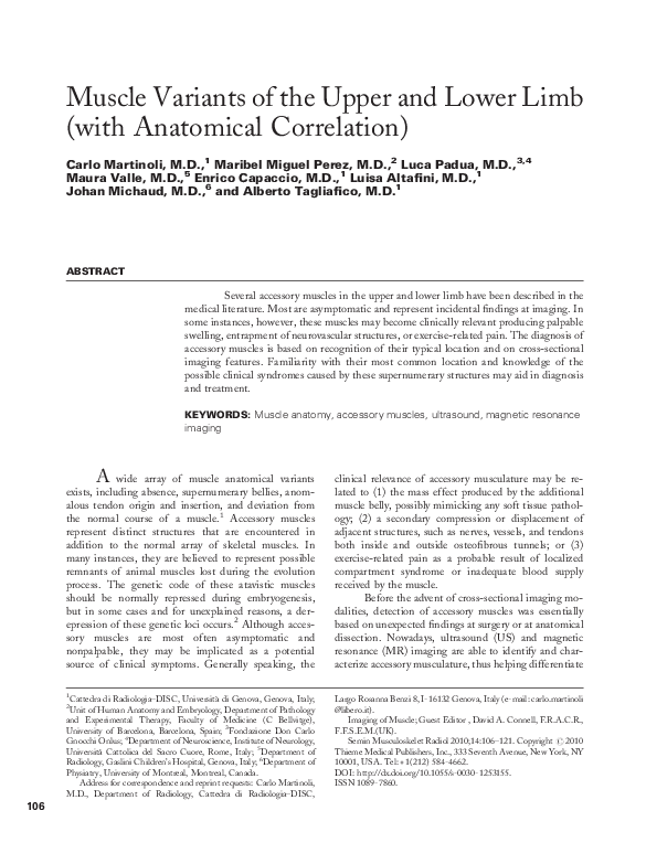 (PDF) Muscle Variants of the Upper and Lower Limb (with Anatomical ...
