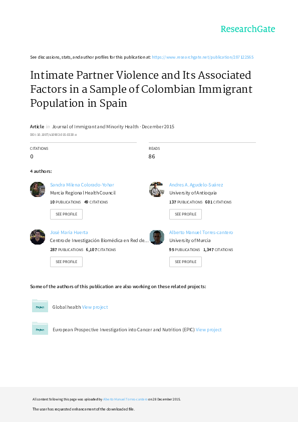 (PDF) Intimate Partner Violence and Its Associated Factors in a Sample ...