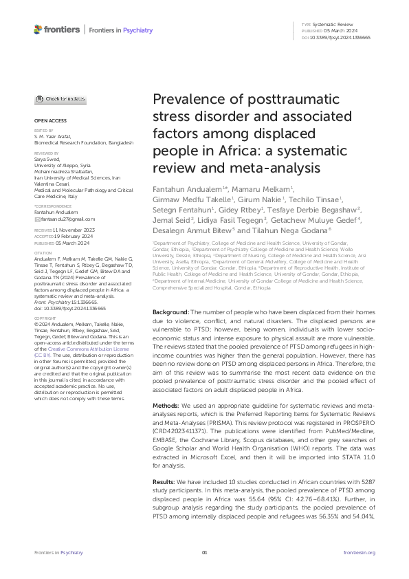 (PDF) Prevalence of posttraumatic stress disorder and associated ...