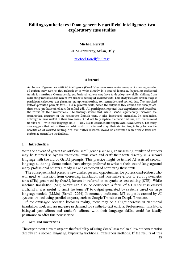 (PDF) Editing synthetic text from generative artificial intelligence ...