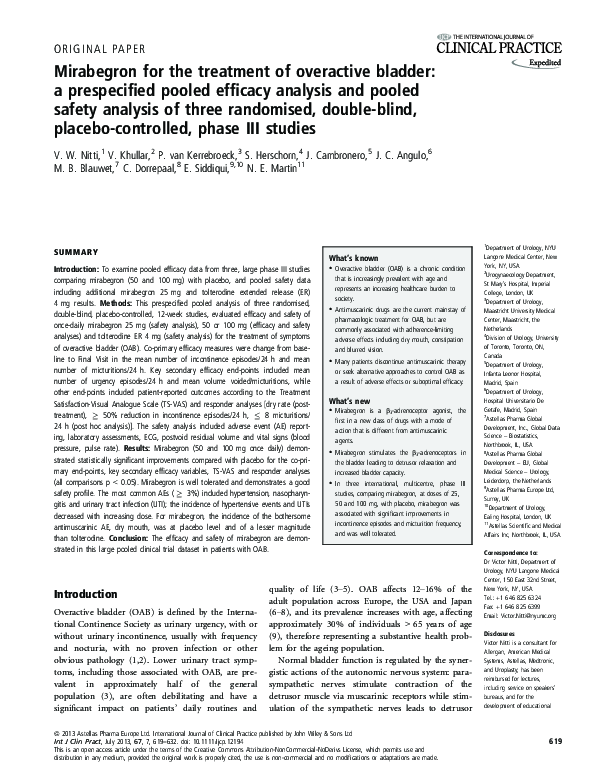 (PDF) Mirabegron for the treatment of overactive bladder: a ...