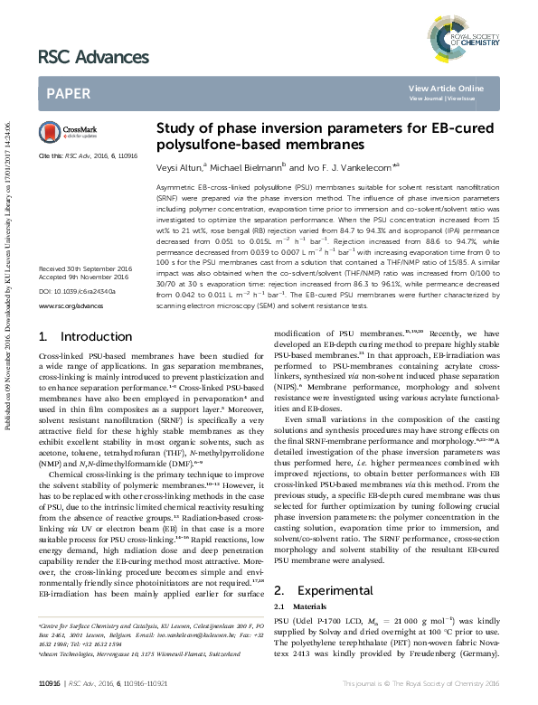 (PDF) Study of phase inversion parameters for EB-cured polysulfone ...