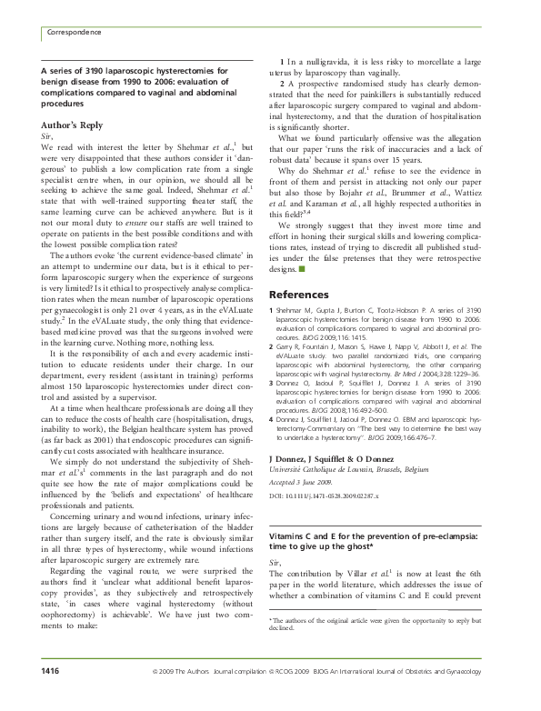 (PDF) Vitamins C and E for the prevention of pre‐eclampsia: time to ...