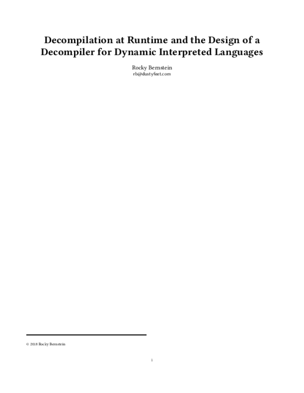 (PDF) Decompilation at Runtime and the Design of a Decompiler for ...