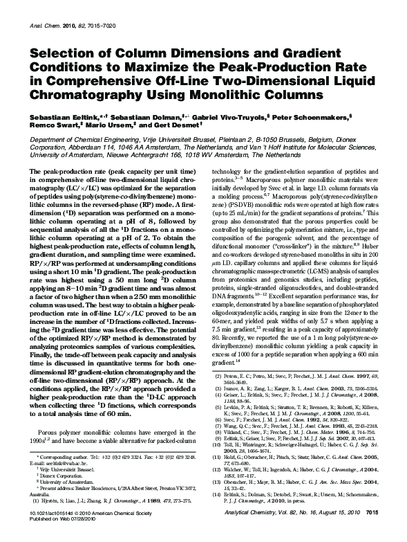 (PDF) Selection of Column Dimensions and Gradient Conditions to ...