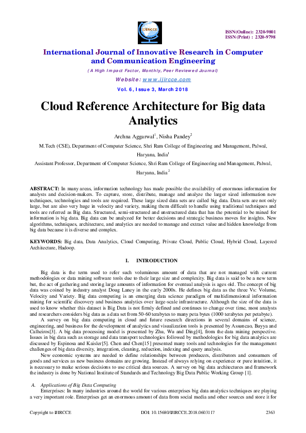 (PDF) Cloud Reference Architecture for Big data Analytics