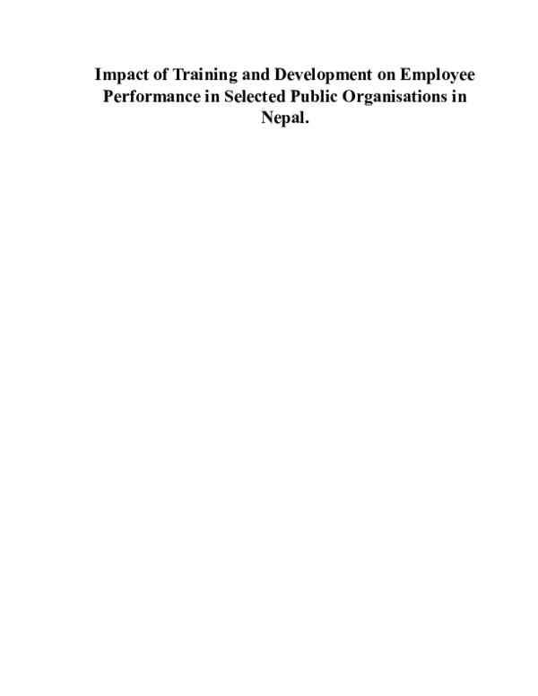 (PDF) Impact of Training and Development on Employee Performance in ...