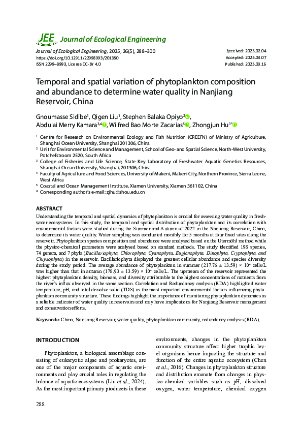 (PDF) Temporal and spatial variation of phytoplankton composition and ...