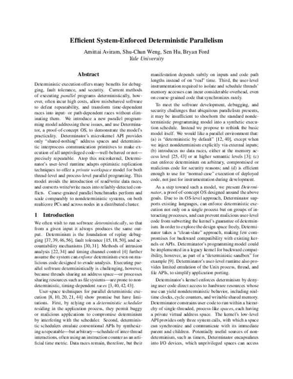 (PDF) Efficient system-enforced deterministic parallelism