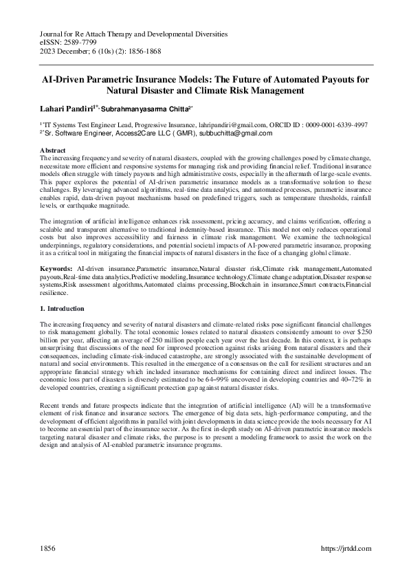 (PDF) AI-Driven Parametric Insurance Models: The Future of Automated ...