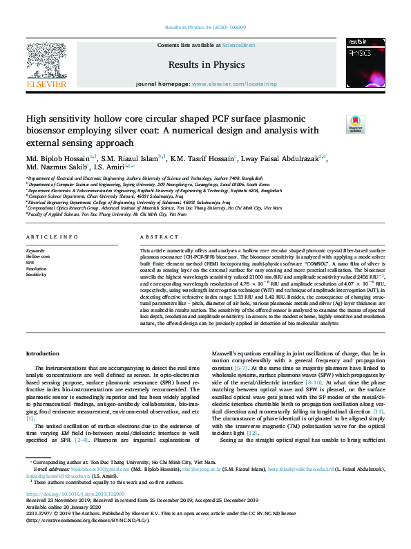 (PDF) High sensitivity hollow core circular shaped PCF surface ...