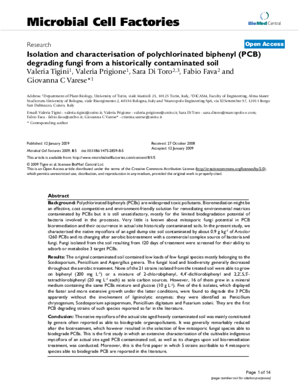 (PDF) Isolation and characterisation of polychlorinated biphenyl (PCB ...