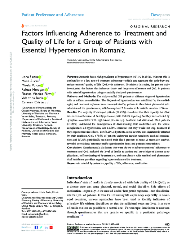 (PDF) Factors Influencing Adherence to Treatment and Quality of Life ...
