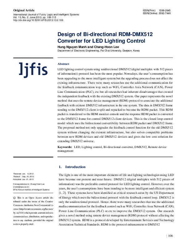 (PDF) Design of Bi-directional RDM-DMX512 Converter for LED Lighting ...