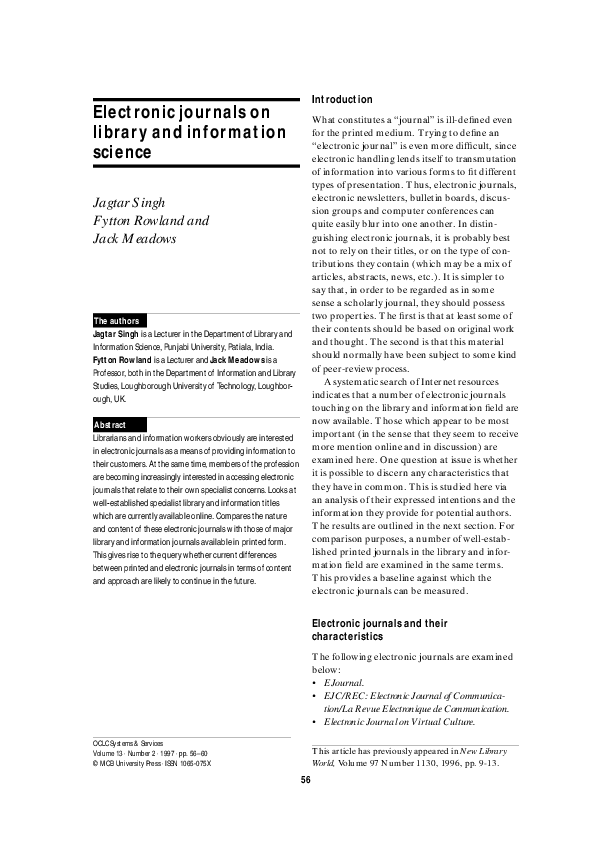 (PDF) Electronic journals on library and information science