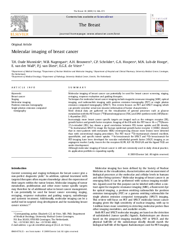 (PDF) Molecular imaging of breast cancer