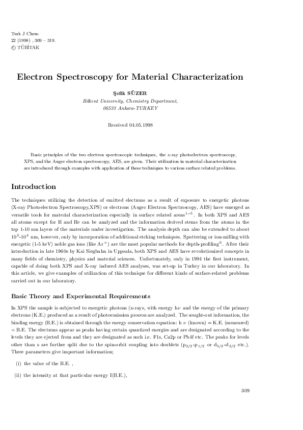 (PDF) Electron Spectroscopy for Material Characterization