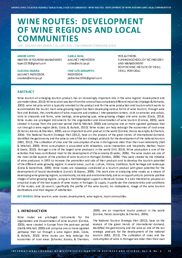 (PDF) Wine Routes: Development of Wine Regions and Local Communities