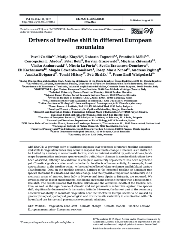 (PDF) Drivers of treeline shift in different European mountains