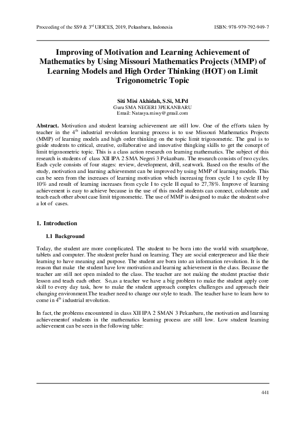 (PDF) Improving of Motivation and Learning Achievement of Mathematics ...
