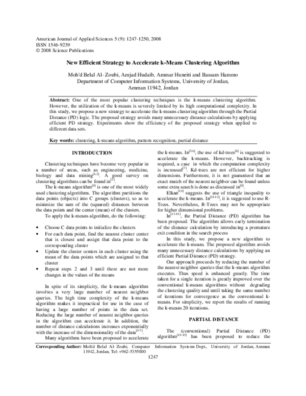 (PDF) New Efficient Strategy to Accelerate k-Means Clustering Algorithm